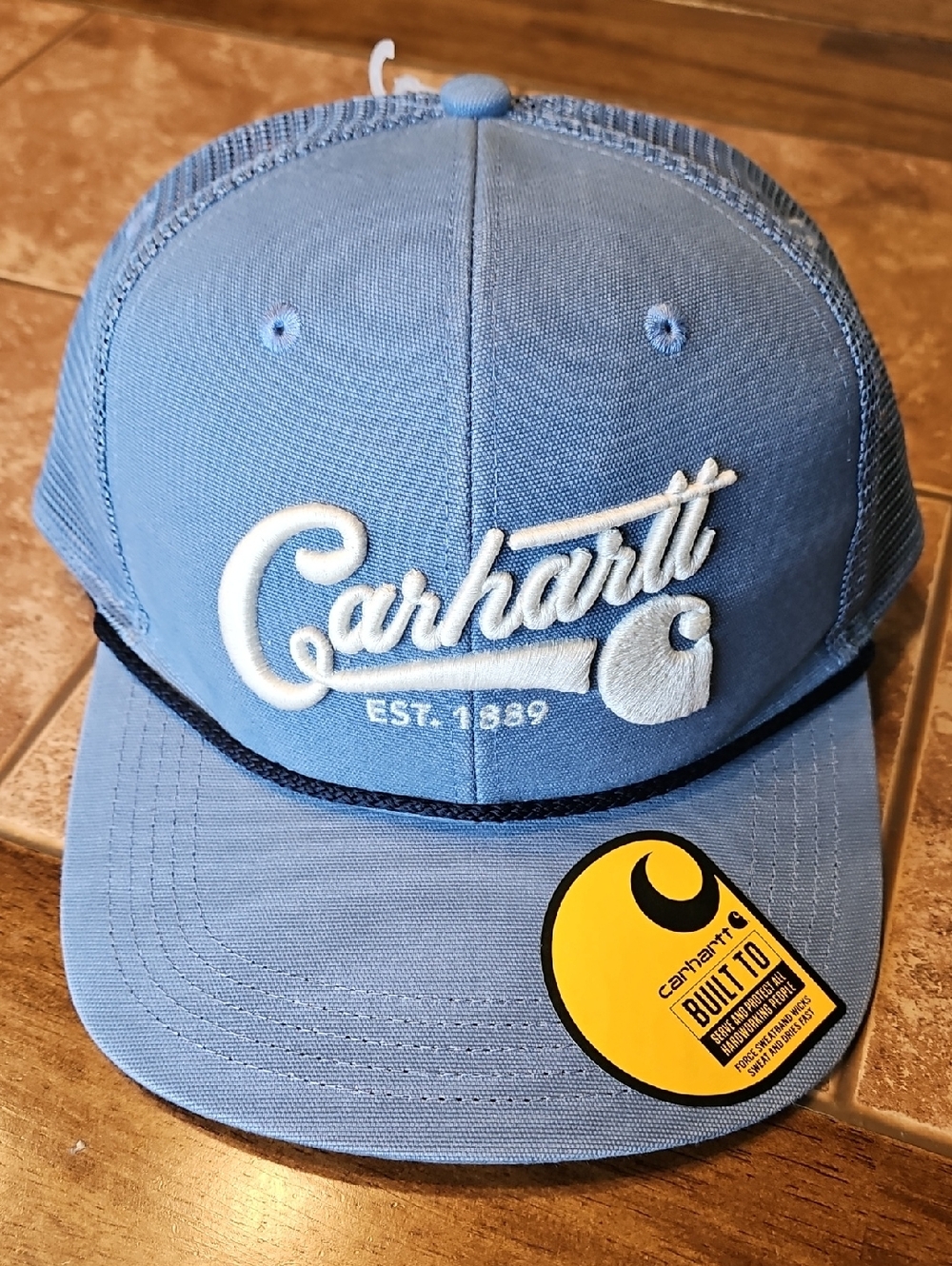 Carhartt Sky Blue Mesh Back Trucker Hat with White Logo